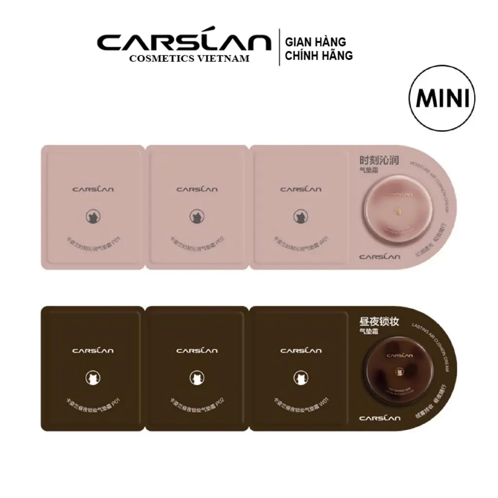 Phấn nước CARSLAN kiềm dầu lâu trôi size mini dùng trang điểm mặt 3 * 1g