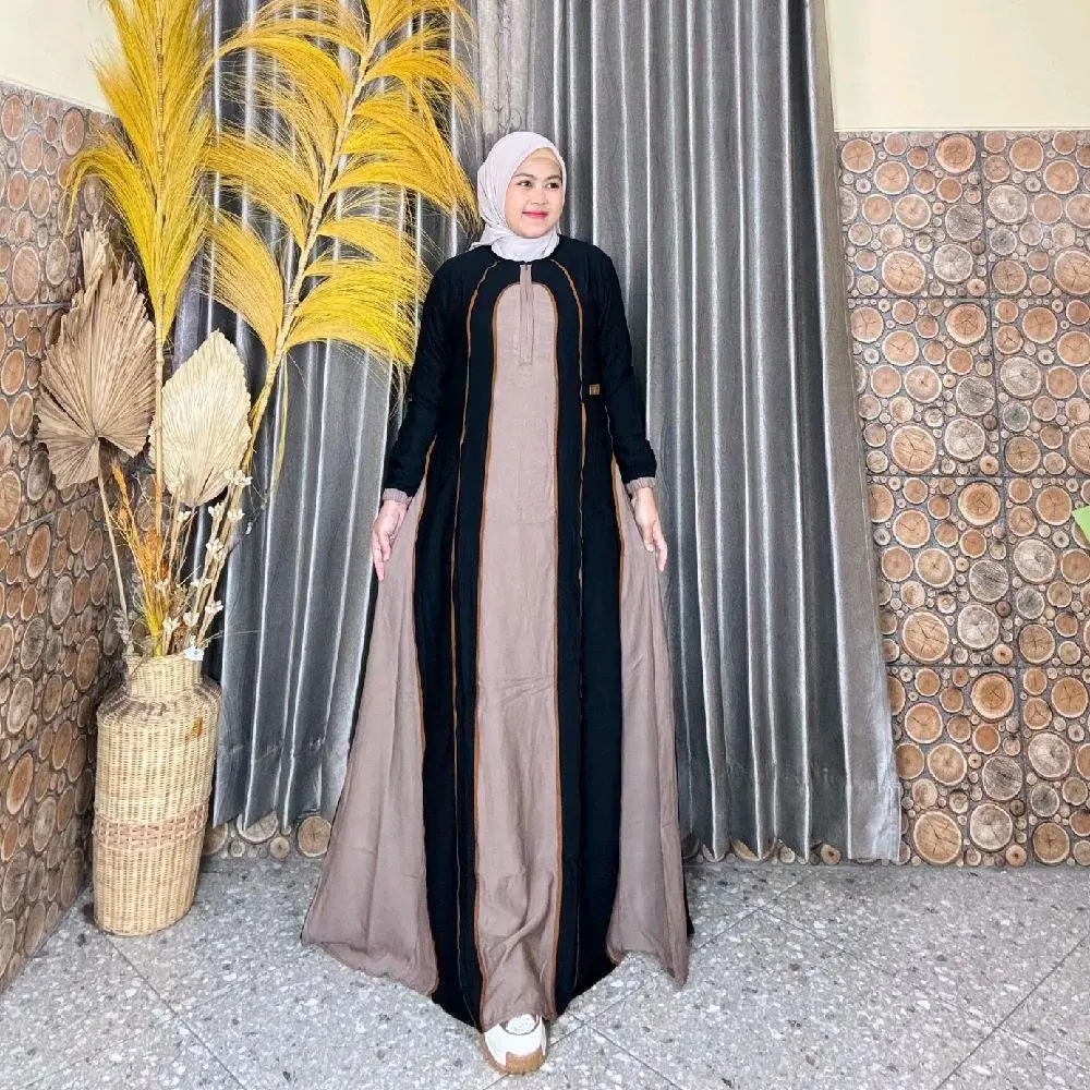 Gamis Amanda Julia Rayon Twill Premium Kombinasi List Polos (Free Pouch, Goodie Bag) Gamis Amanda Julia Rayon Twill Premium Kombinasi List Polos (Free Pouch, Goodie Bag)
