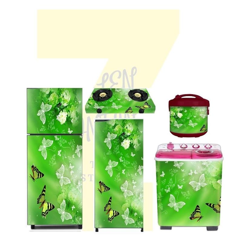 Sticker Bahan Vinyl Motif Butterfly Hijau untuk Kulkas 1 Pintu I 2 Pintu I Mesin Cuci I Kompor I Magic Com 0