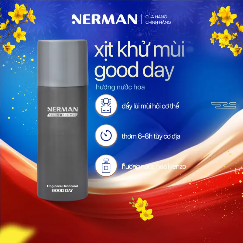 Xịt khử mùi nam giới hương nước hoa Good Day, First Date Nerman 100ml 0