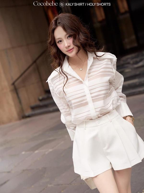 Áo sơ mi tay dài nữ sọc COCOBEBE KALY SHIRT