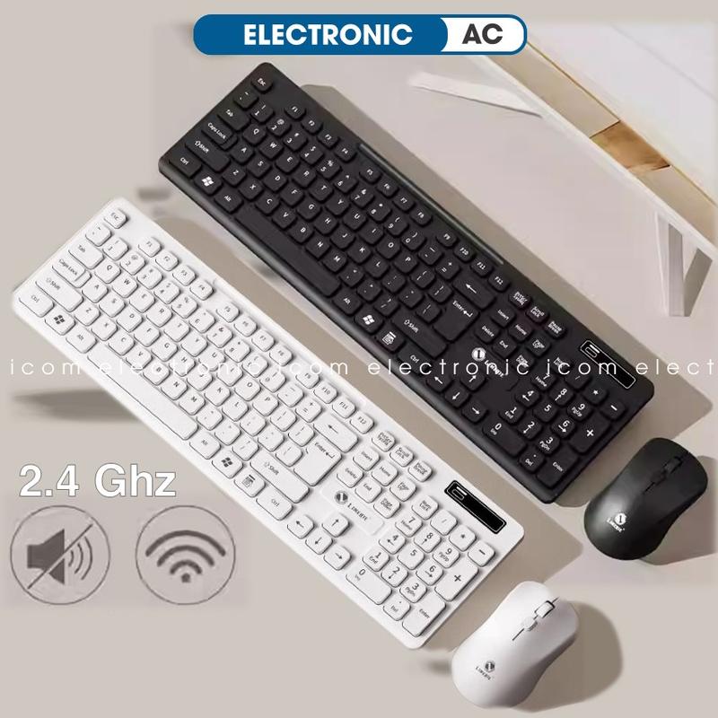 Bàn Phím Không Dây Kèm Chuột Combo USB Wireless 2.4Ghzz | Tặng kèm pin