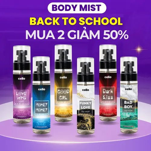 [ MUA 2 GIẢM 50% ] BODYMIST Xịt Thơm Toàn Thân Nam Nữ CELIO Lưu Hương 6 Giờ - Nước Hoa Hẹn Hò, Đi Chơi, Đi Học BODYMIST CHÍNH HÃNG CELIO 105ml Perfume Cosmetic Women