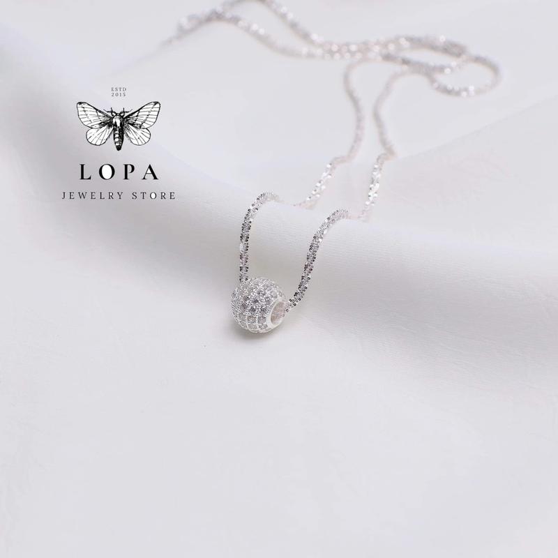 Dây chuyền nữ bạc LoPa dây xù mặt quả tròn đính đá LoPa Jewelry