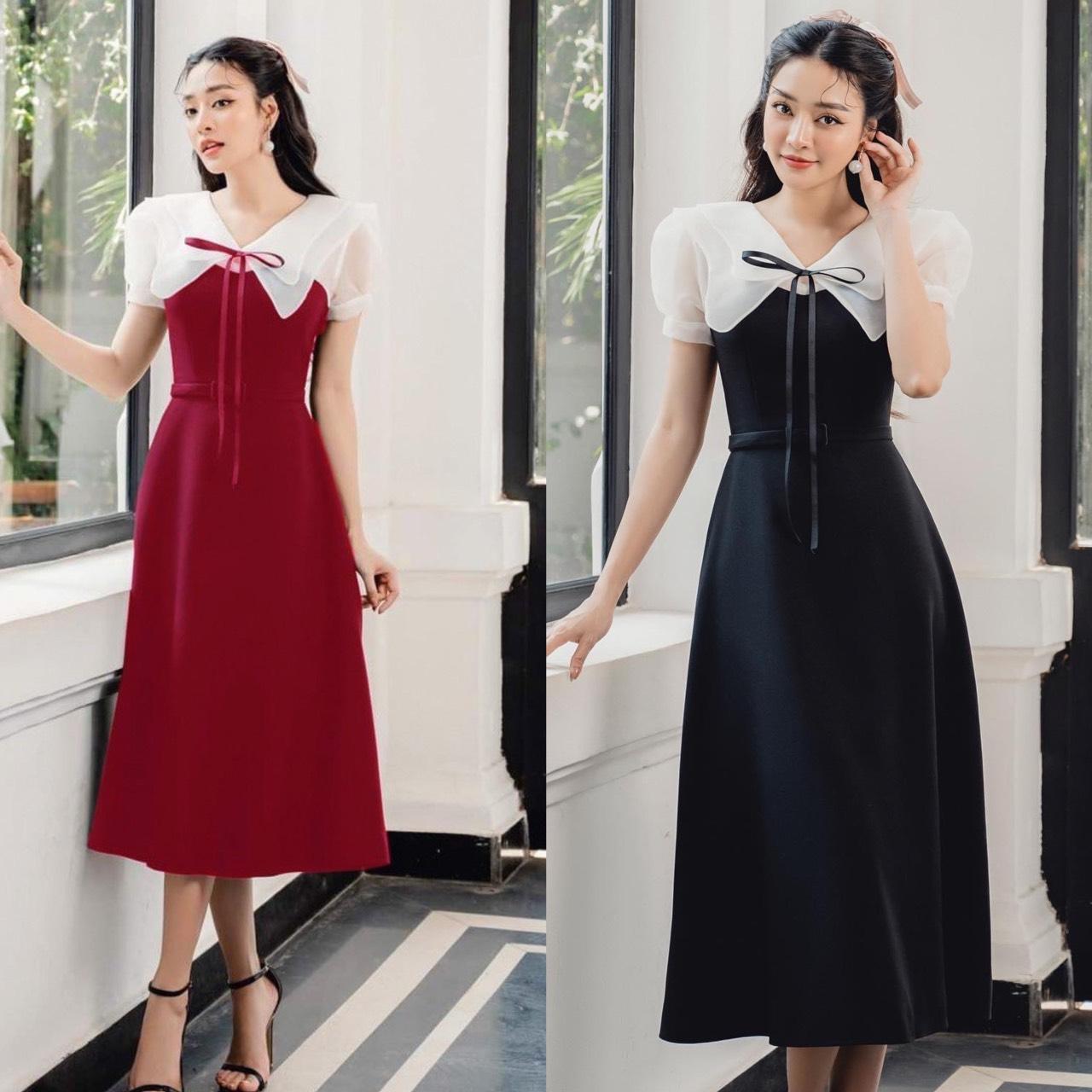 Thời Trang Bigsize Váy Dự Tiệc Cao Cấp Thanh lịch 50 - 100Kg Nữ Cotton Dress Đầm Women Đen - A.1150