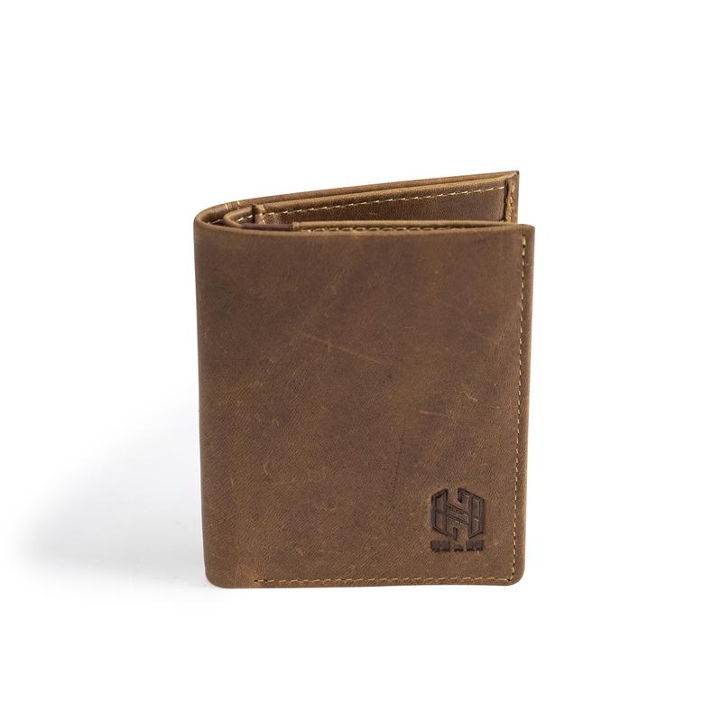 Ví da nam mini da bò sáp ngựa điên HN c3 Wallet Hình Chữ Nhật dáng đứng - ngang Nhiều Ngăn phụ