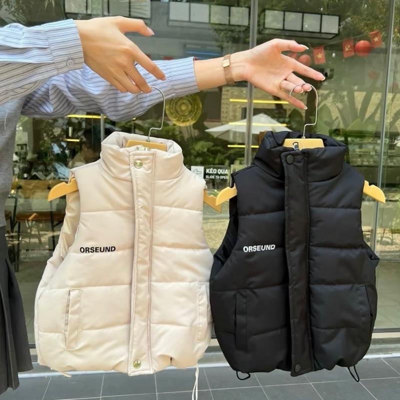 Áo phao gile siêu nhẹ,áo khoác gile siêu ấm cho bé trai và bé gái size 8kg-30kg ( mầu be và mầu đen )