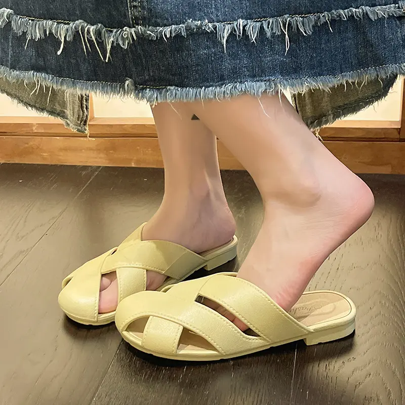 Giày sục nữ hở gót thiết kế quai chéo, sục nữ phong cách thời trang hàn quốc, size từ 36-41[Lù Store] 5