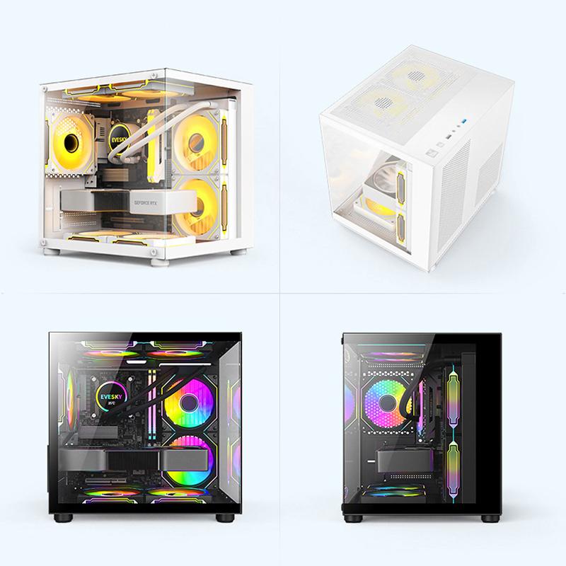 Product Introduction of 270 Degree Glass PC Case Transparent Desktop Computer Tower For M-ATX/ITX Motherboard SSD 7 Air Cooling Fans 320mm Graphic Card 26