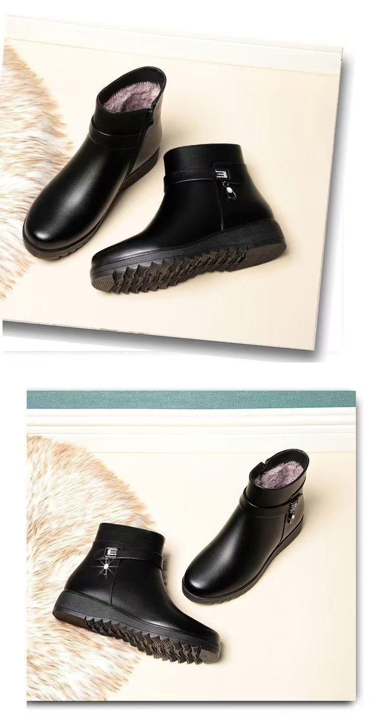 Product Introduction of Wedge Heel Fleece-Lined Mom Cotton Shoes Waterproof Warm Martin Boots 2024 Winter New Non-Slip Comfortable Short Boots In Stock 14