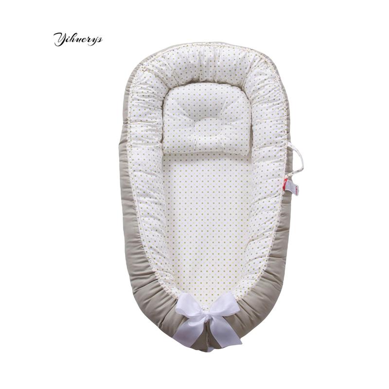 Baby Bed, Foldable Washable Floral Print Baby Cot Infant Bassinet with Pillow for Boys Girls 3