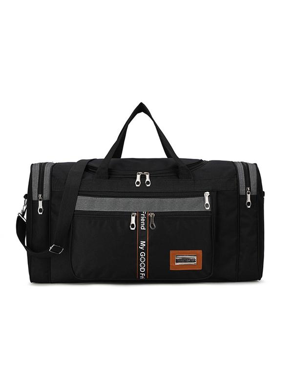 Casual Oxford Letter Pattern Zipper Large Capacity Folding Hand Travel Bag, Unisex, Lightweight Long and Short Distance Travel Luggage Bag 0