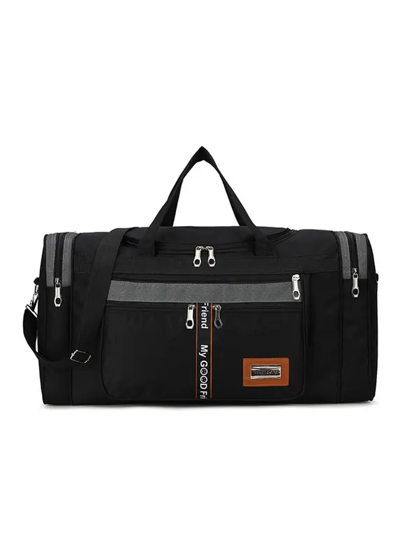 Casual Oxford Letter Pattern Zipper Large Capacity Folding Hand Travel Bag, Unisex, Lightweight Long and Short Distance Travel Luggage Bag 0