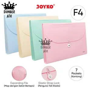 Expanding File Map Harmonika Joyko EF-8F4 Pastel Color 7 Pocket F4