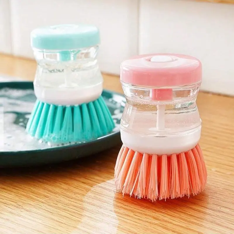 Press Type Automatic Liquid Dispenser Cleaning Brush, Multifunctional Dish Brush, Kitchen Cleaning Tool 5