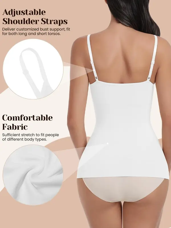 Women's Solid Shapewear Cami Top without Bottom, High Stretch Tummy Control Shaper, Ladies Shapewear for All Seasons, Tummy Tuck Shapewear 4