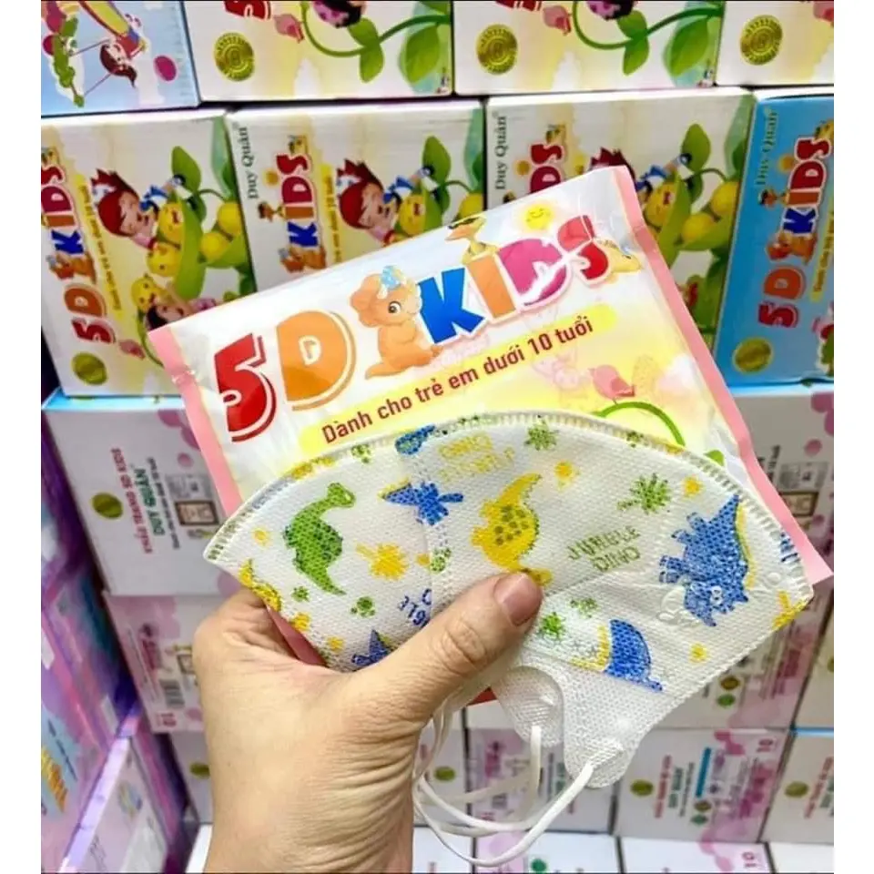 khẩu trang bé , khẩu trang 5d bé Hoàng Minh , khẩu trang y tế bé in hình hoạ tiết từ 1-7 tuổi Voi