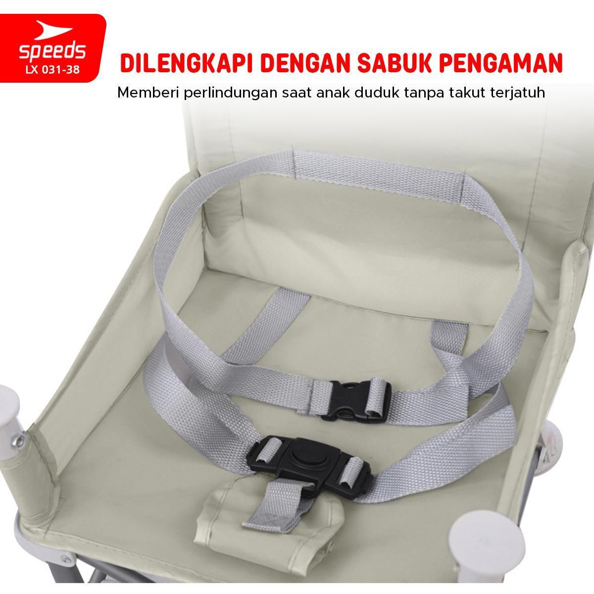 SPEEDS Tempat Duduk Lipat Balita Kursi Makan Bayi Baby Chair Booster Blue Grey Folding High Chair LX 031-38