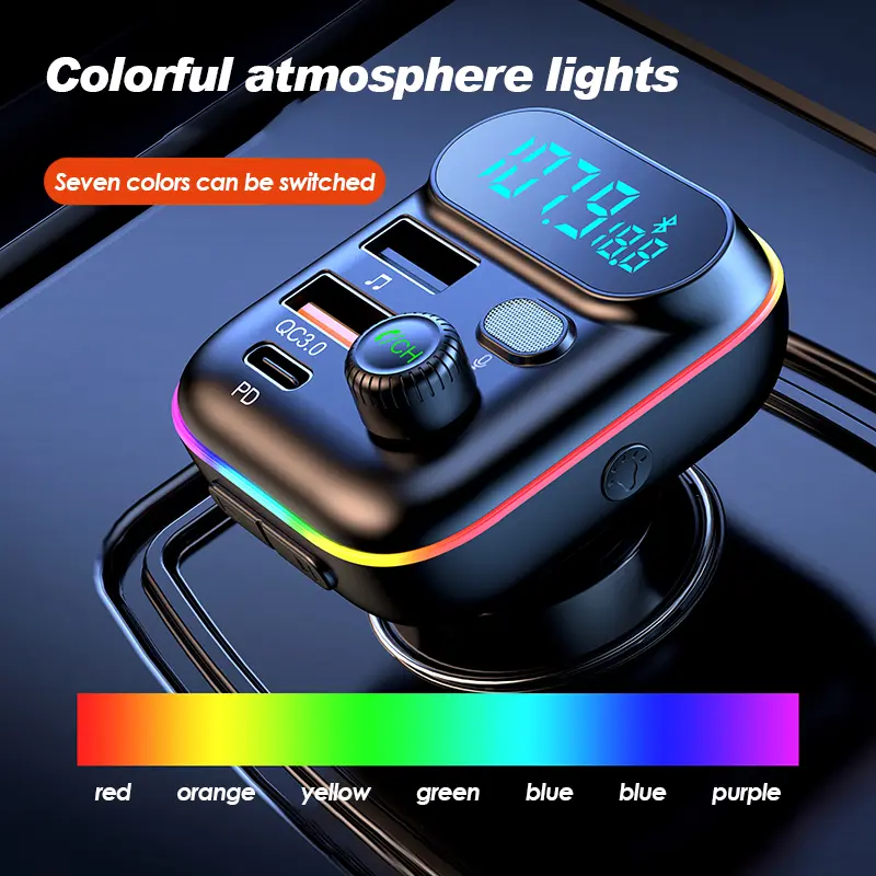 NETPAC Car Bluetooth MP3 Fast Charging Wireless Audio Receiver Car Charger LED FM&Calling Transmitter 3