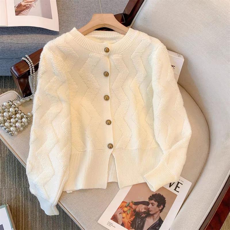 Áo Len Cardigan, Phong Cách Châu Âu, Thanh Lịch, Một Hàng Cúc, Cổ Tròn, Dành Cho Nữ, Thích Hợp Cho Mùa Thu Và Mùa Đông, Chất Liệu Mềm Mại Và Dẻo Dai, Phong Cách Phương Tây, Trẻ Trung, Áo Dệt Kim, Thời Trang Women Top 3