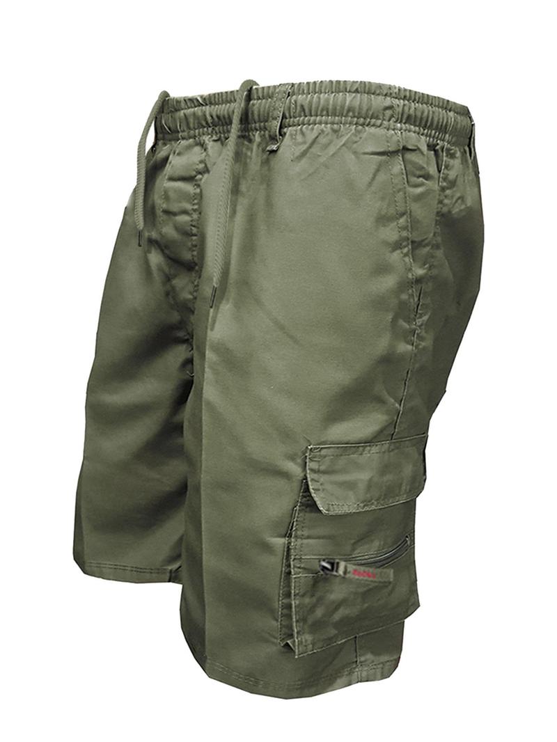 Product Introduction of Menswear Plain Drawstring Waist Cargo Shorts, Regular Fit Casual Fashion Street Flap Pocket Bermuda Shorts for Summer, Men's Tracksuit for Fitness Travel, Back To School Shorts for Men, Shorts for Men, Summer Mens Shorts 5