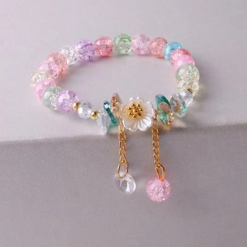 Exquisite Colorful Crystal Shell Beads Daisy Bracelet Flower Beads Sunflower Bracelet for Women