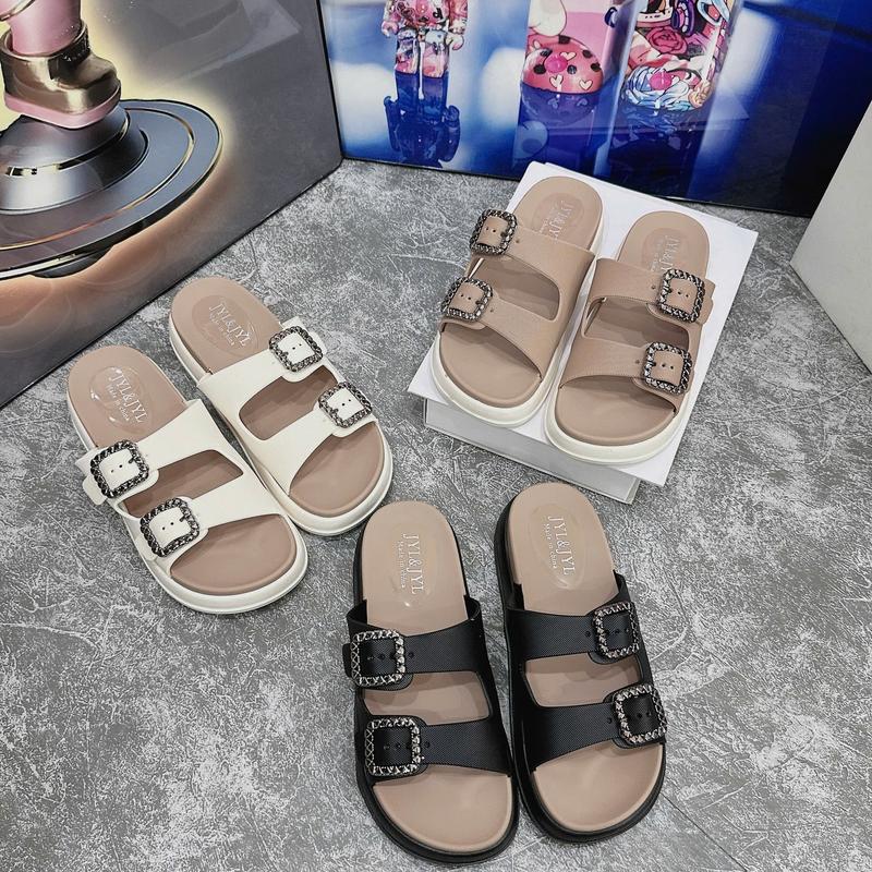 Dép nữ xinh 2 quai gắn khoá rời có thể điều chỉnh dép lê cho nữ đế 2 tầng cao 4cm thời trang 2025 3TDEP