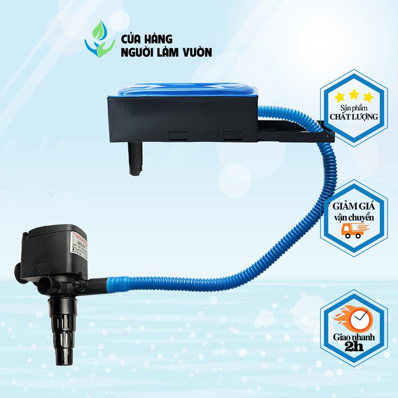 Máy bơm hồ cá 3 trong 1 kèm tạo oxy có hộp lọc VIPSUN model VS203 công suất 12w lưu lượng 800L/H -CÓ TẶNG KÈM BÔNG LỌC