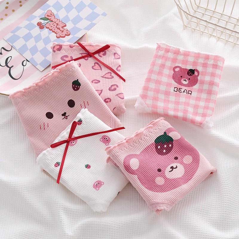 Combo 10 quần lót nữ  30 kg- 65 kg  cute gấu hồng CS 1902  ( có tách lẻ 5 quần ) - chất liệu cotton - quần lót học sinh -sinh viên, người lớn..