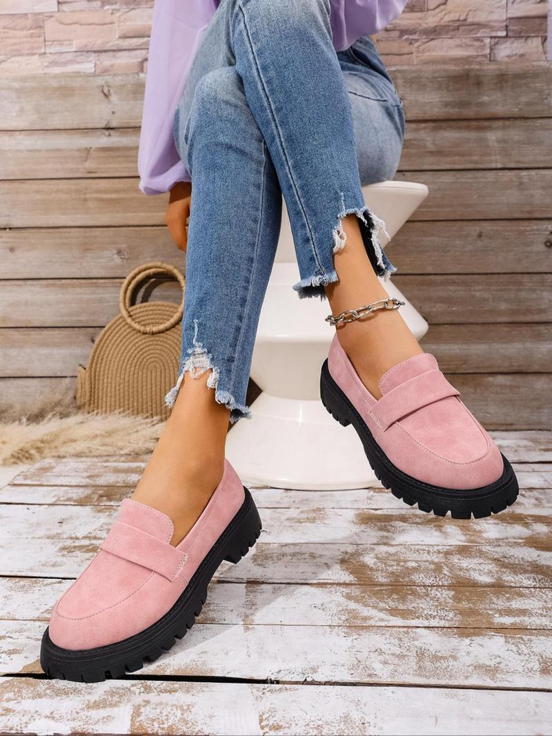 Product Introduction of Women's Fashionable Solid Color Slip on Loafers, Casual Comfortable Breathable Shoes for Daily Wear, Lightweight Breathable Shoes for Women & Girls 5
