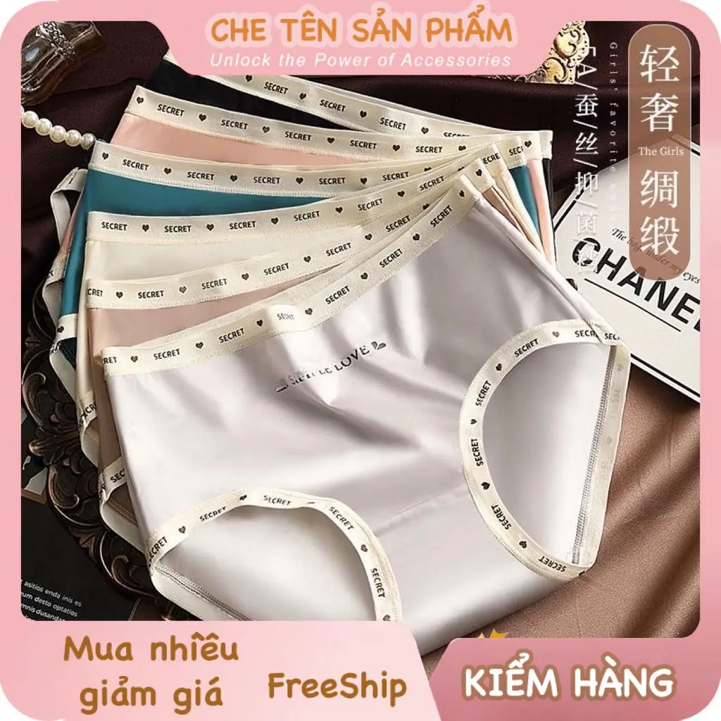 Set 10 quần lót nữ su lụa lạnh sexy love không lộ viền, thoáng khí, chống nhăn S33 - PinkSoul