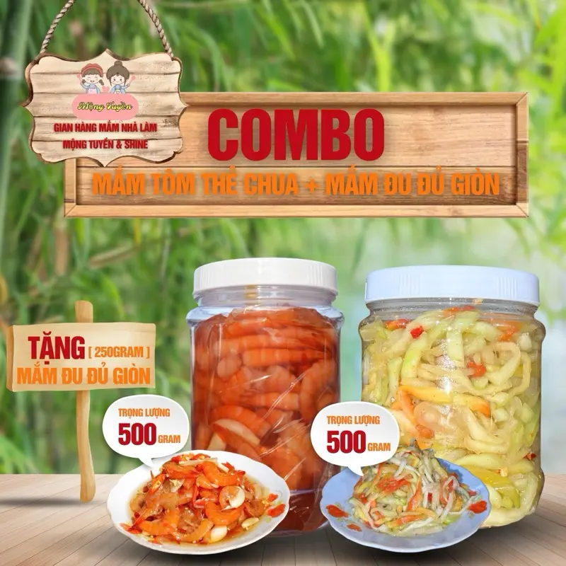 COMBO 500gr Mắm Tôm Thẻ Chua + 500gr Mắm Đu Đủ (TẶNG 250rg Mắm Đu Đủ) 0