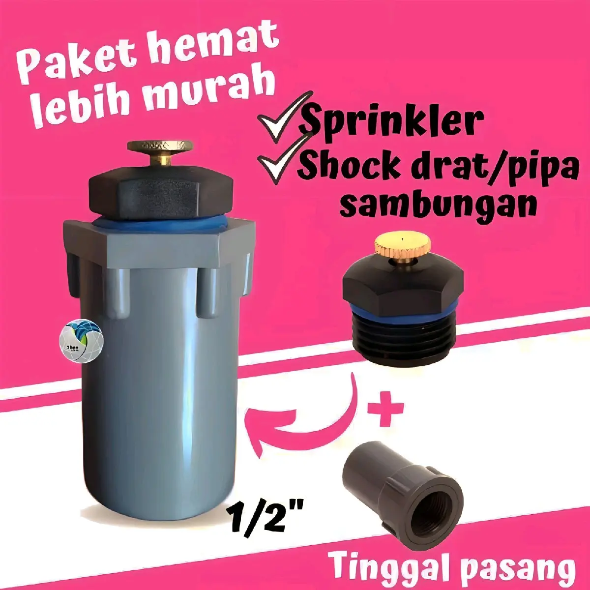PAKET HEMAT2in1 SPINKER Adjustable Pertanian+SOK DRAT Dalam(1/2inch) Air  Benih Benih