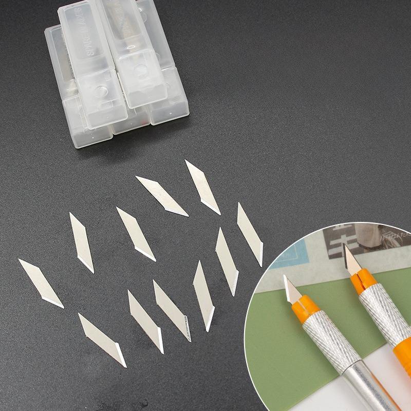 S54 - Hộp 12 lưỡi dao thay thế cho bút rọc giấy unbox đơn hàng, cắt sticker băng dán washi tape - Cây Sồi Già