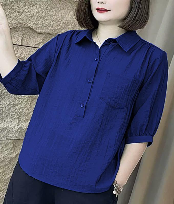[H&T-08 ] Áo Sơ Mi Kiểu Nữ  Tay Lỡ , Chất Đũi Tơ Mềm Mát Lịch Thiệp Women Top Shirt Voi sơ  minu 6