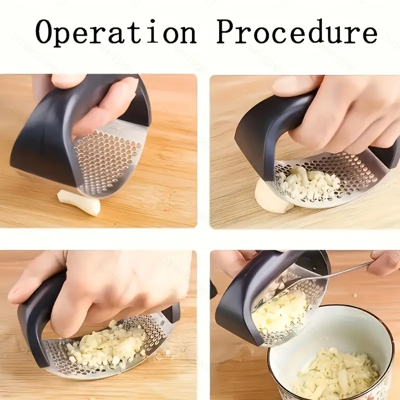 Purchase a Stainless Steel Garlic Crusher - Manual Vegetable Cutter and Fruit Crusher for Restaurants and Supermarkets - Easy-to-Use Kitchen Gadget 3