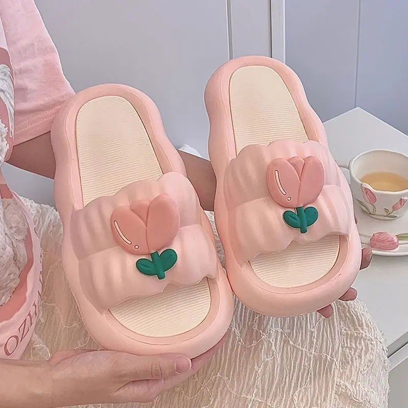 Dép Hoa Tulip, Phong Cách Thanh Lịch, Dành Cho Nữ, Có Thể Mặc Ngoài Trời, Thích Hợp Cho Mùa Hè, Phong Cách Người Nổi Tiếng Trên Internet, Dép Lười Đi Trong Nhà, Không Trơn Trượt, Hàng Mới Về Ngày: 2022-04-24
