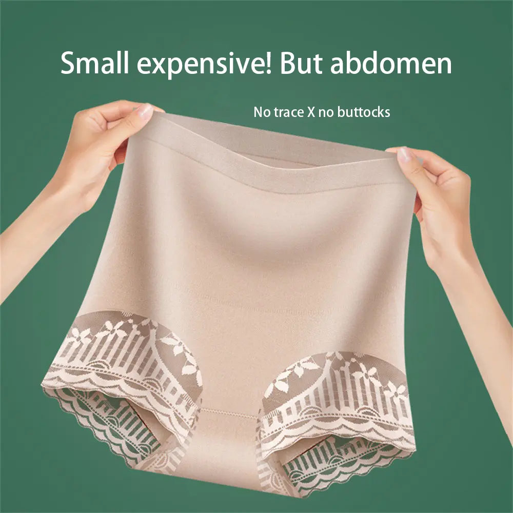 Seamless High Waist Tummy Lifting Panties For Women Without Curling Up The Side To Tighten The Belly And Shape The Body After Childbirth With Lace Waist Briefs