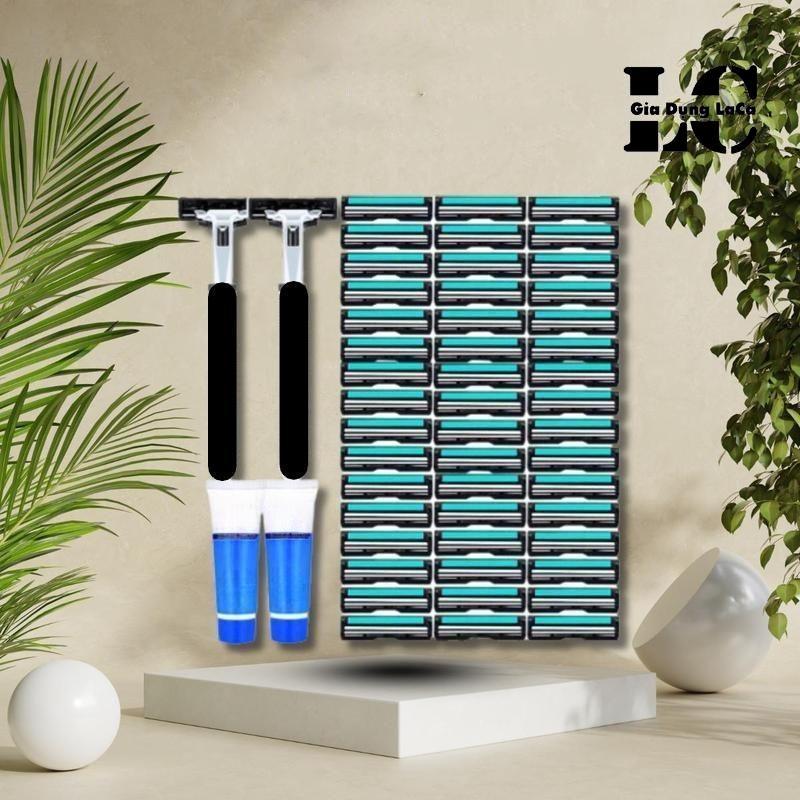  Set Dao Cạo Râu Thay Tiện Lợi 36-72 lưỡi Kèm 1-2 Thân Tay Cầm Tặng Kèm 1-2 Tuýp Kem Cạo Râu - LaCa Gia Dụng 1 