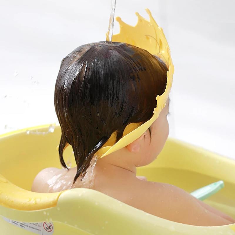Cute Kids Cartoon Crown Shaped Shower Cap, 1 Count Reusable Silicone Shower Cap for Kids, Bathroom Supplies for Home Use 1