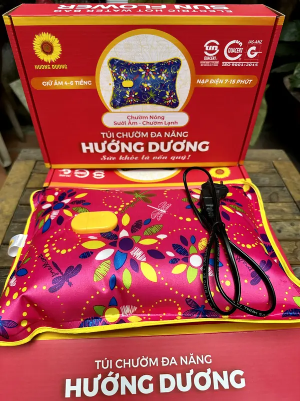Túi chườm đa năng, túi sưởi Hướng Dương CỠ TRUNG 24*33cm hàng Việt Nam chất lượng sưởi ấm, chườm nóng giảm đau cắm sạc 10-15 phút giữ ấm vài giờ Máy Sưởi 4