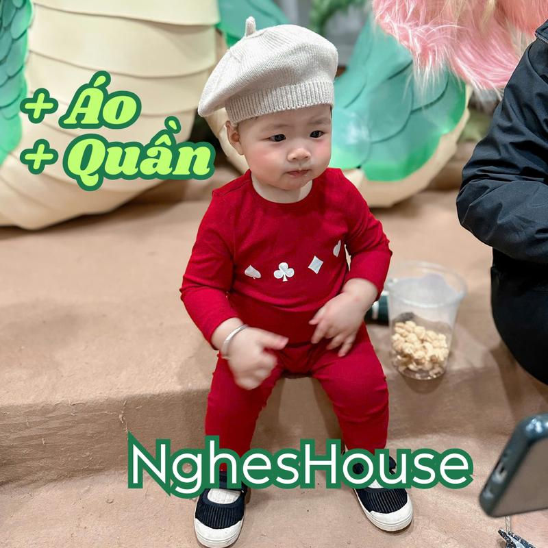  Body Tết Bài Đỏ Đen Quần Áo Cho Bé Dài Tay Chất Thun Siêu Co Giãn NghesHouse TB01 