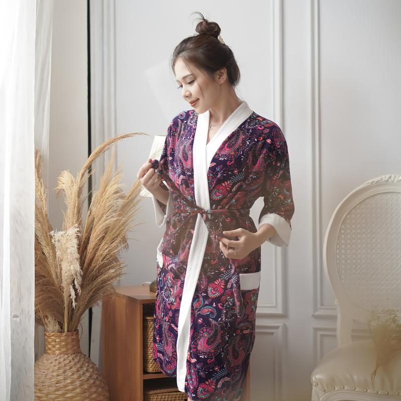 Kimono Handuk Dewasa Size (L/XL) / Standar & Jumbo / Jubah Mandi Wanita / Baju Handuk / Batik Edition 2