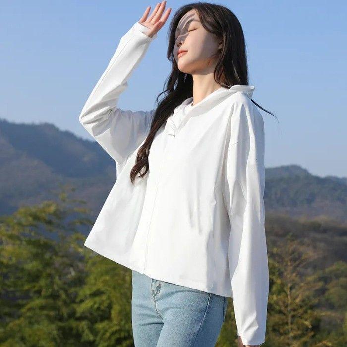 Product Introduction of Ice Silk Sun Protection Jacket for Women, Summer New Thin UV Breathable Loose Versatile Cardigan Coat with Hood 7