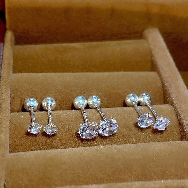  Bông tai nụ đá  Bạc ta  bi khoá vặn ren nhiều cỡ  bông tai nữ  Bạc ta  - Vàng Bạc Khải Khải 