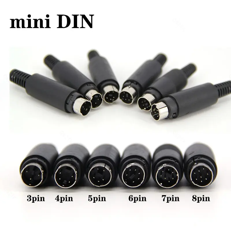 Mini DIN Male Plug 3/4/5/6/7/8 PIN Chassis Cable Mount D Connector Socket 3-8Pin Welding Wire S Terminal Mini PS2 Male handle  SGB2