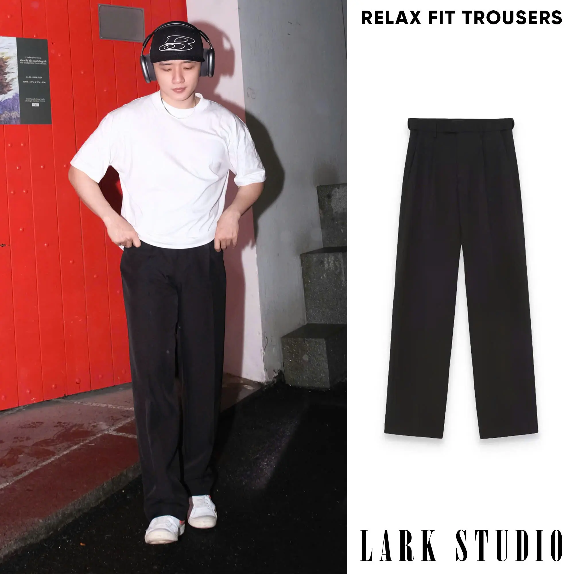 Quần âu ống rộng nam LarkStudio Relaxfit Trousers - Widefit pants Menswear