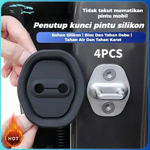 Mobildage 4Pcs LOGO Peredam Lock Pintu Mobil Car Door Lock Cover Penutup Pelindung Kunci Mobil Universal Hitam 9*7cm Karet Tahan Lama Silikon Tahan Karat Car