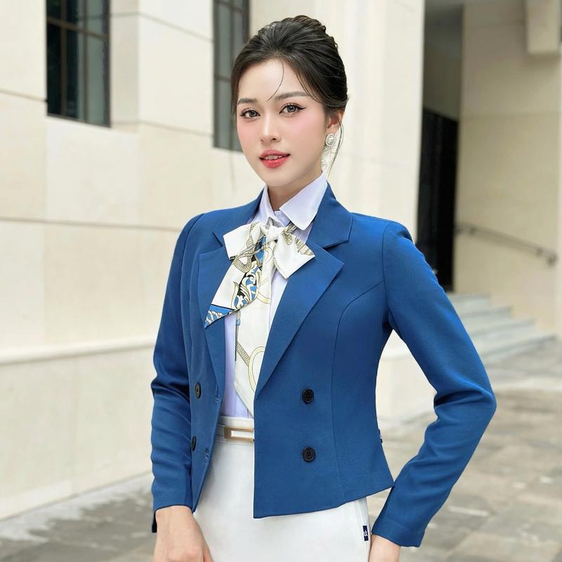 Áo Vest Công Sở Nữ UK Fashion Thiết Kế Dáng Lửng Dài Tay Thanh Lịch, Basic Top UKAK2210002