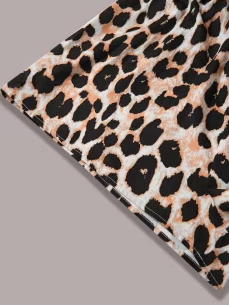 Product Introduction of Women's Leopard Print V Neck Cami Romper, Casual Adjustable Strap Sleeveless Romper for Summer, Fashion Women's Clothing for Daily Wear 6